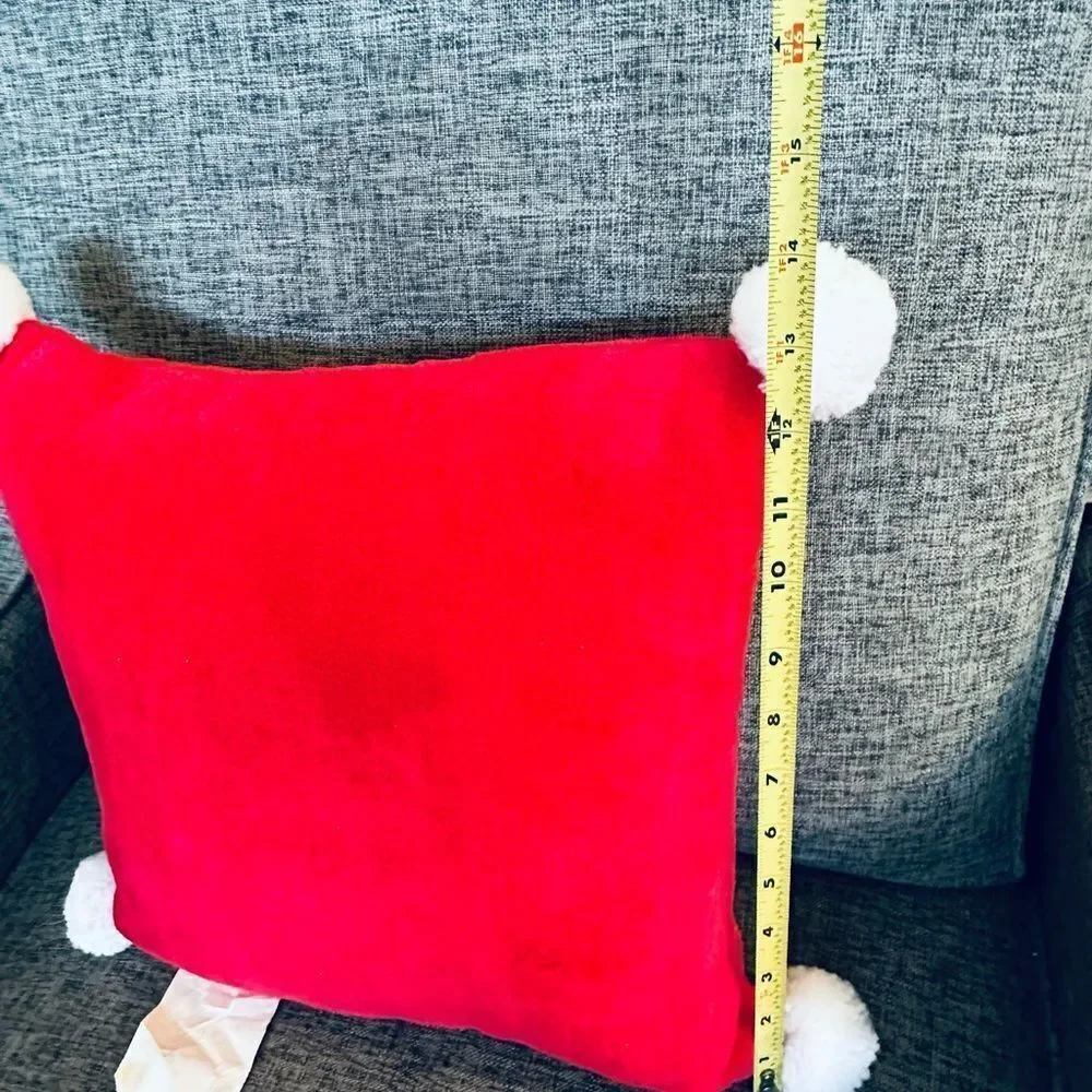 Merry Little Christmas Plush Red Holiday Throw Pillow